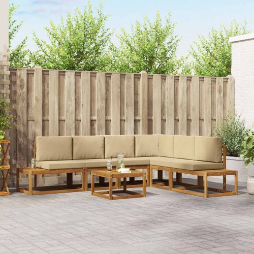 Комплект дивани за открито 7 Брой Натурален и Бежов