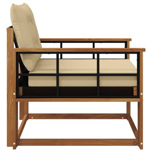 Комплект дивани за открито Солидно акациево дърво и текстилена