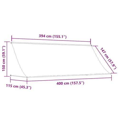 Прибираща се тента, кремава, 400x150 см, плат и стомана