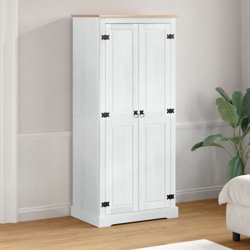 Шкафове с рафт Бяло 76 x 50 x 170 см Солидно борово дърво