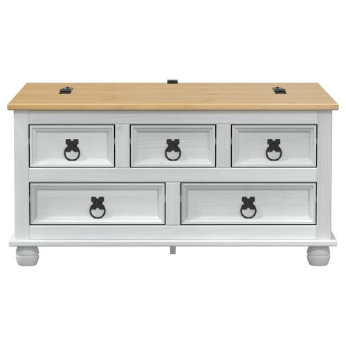 storage box с рафт Бяло 90 x 78 x 45 см Солидно борово дърво