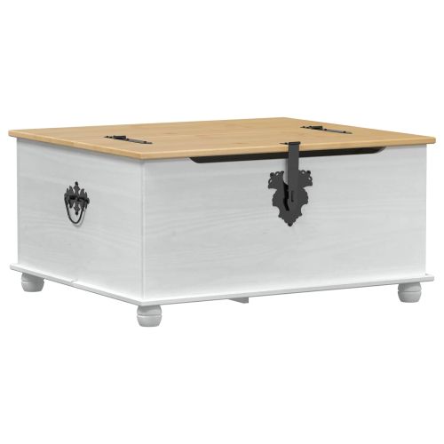 storage box с рафт Бяло 90 x 78 x 45 см Солидно борово дърво