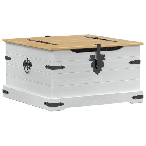 storage box с рафт Бяло 78 x 78 x 45 см Солидно борово дърво