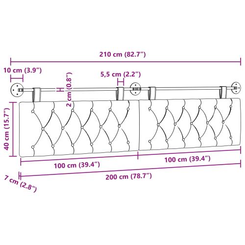 Висяща табла Тъмен сив 210 x 55 x 7 см Кадифе
