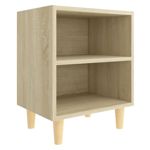 Нощни шкафчета с крака дървен масив 2 бр дъб сонома 40x30x50 см