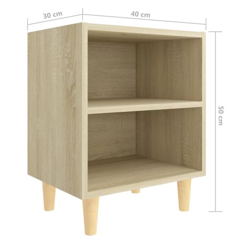 Нощни шкафчета с крака дървен масив 2 бр дъб сонома 40x30x50 см