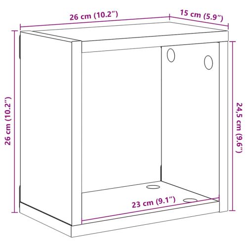 Стенни кубични рафтове, 2 бр, дъб сонома, 26x15x26 см