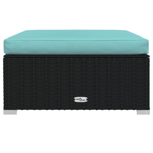 Градински лаундж комплект с възглавници 6 части полиратан черен