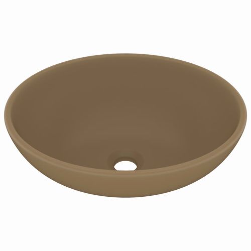 Луксозна овална мивка, матово кремава, 40x33 см, керамика