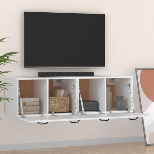 Стенни шкафове 2 бр Бял 80x35x36,5 см инженерно дърво