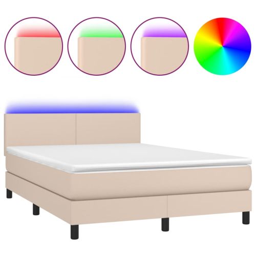 Боксспринг легло с матрак LED капучино 140x200 см