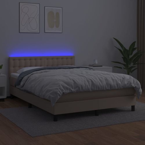 Боксспринг легло с матрак LED капучино 140x200 см