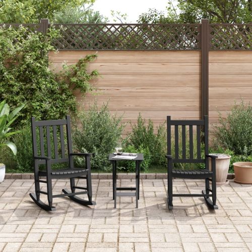 Люлеещи се столове за деца 2 бр черен масивно дърво топола