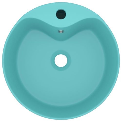 Луксозна мивка с преливник светлозелен мат 36x13см керамика