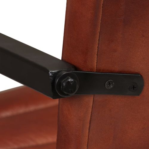 Трапезни столове, 4 бр, кафяви, естествена кожа