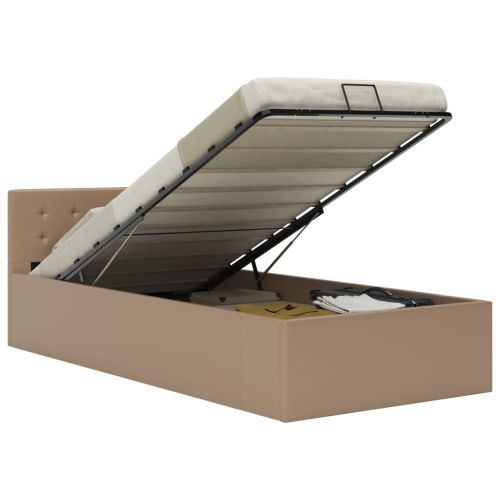 Легло с повдигащ механизъм капучино изкуствена кожа 90x200 cм