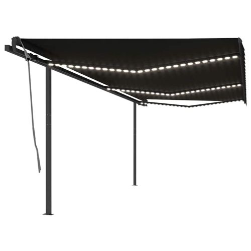 Автоматична тента с LED и сензор за вятър, 6x3 м, антрацит