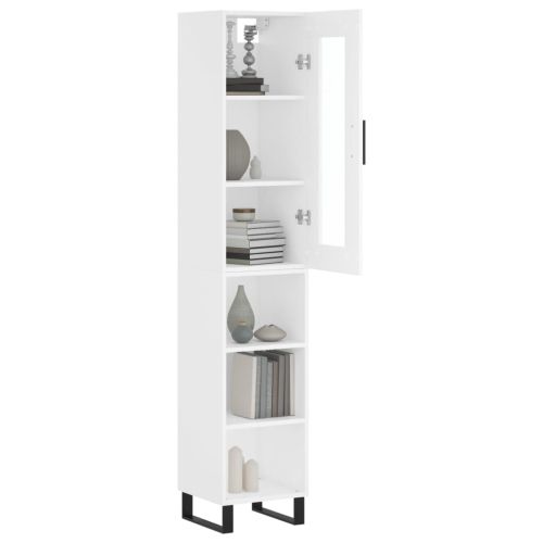 Висок шкаф, бял, 34,5x34x180 см, инженерно дърво