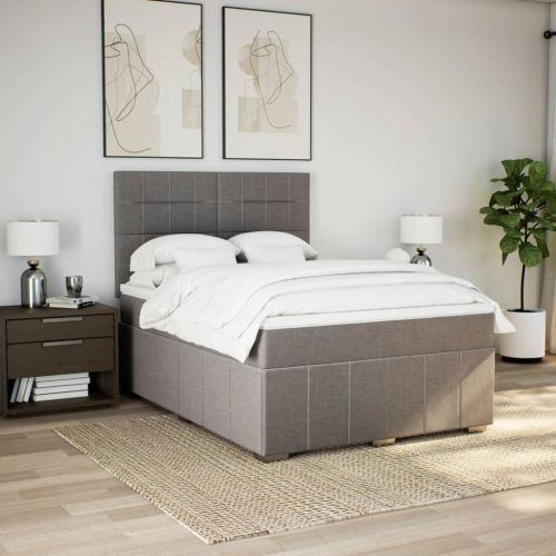 Боксспринг легло с матрак, таупе, 140x200 см, плат