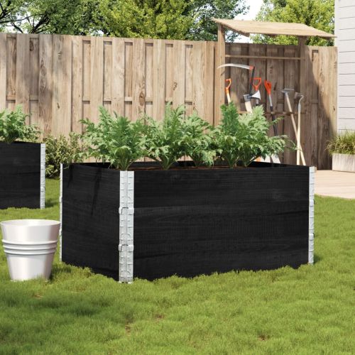 Градинска кашпа, черен, 120x80 см, борова дървесина масив
