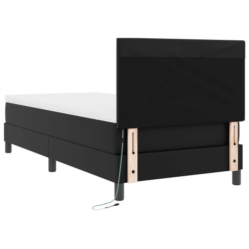 Легло с пружинирана основа Черно 90 x 200 cm Изкуствена
