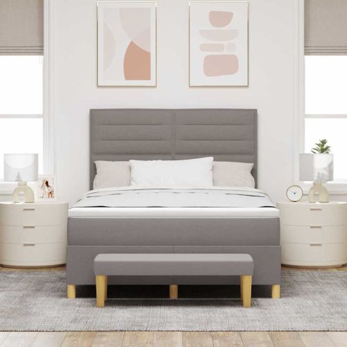 Легло с пружинирана основа с таблото Таупе 200 x 140 cm текстил