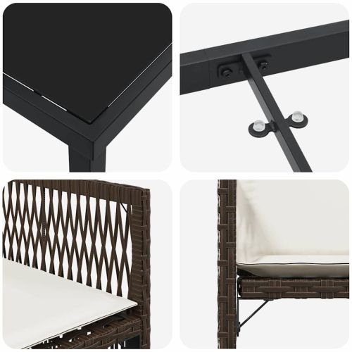 Комплект за хранене в градината 5 pcs Кафяво полиратан