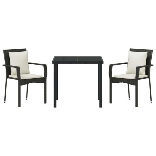 Комплект за хранене в градината 3 pcs Черно полиратан