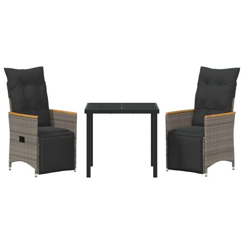 Комплект за хранене в градината 3 pcs Сив полиратан