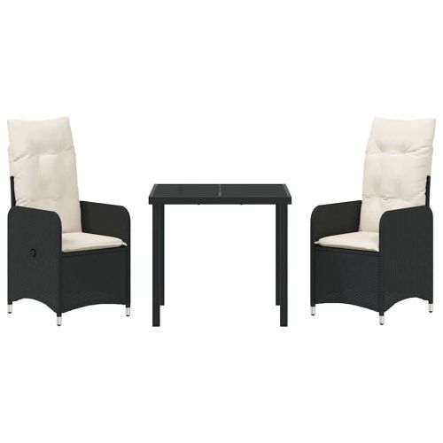 Комплект за хранене в градината 3 pcs Черно полиратан