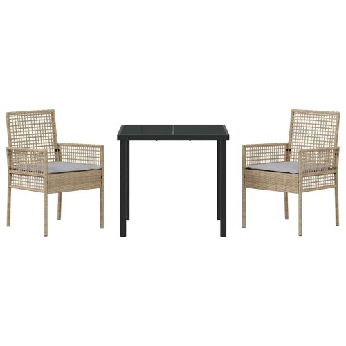 Комплект за хранене в градината 3 pcs Бежово полиратан