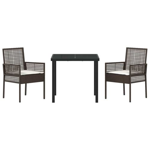 Комплект за хранене в градината 3 pcs Кафяво полиратан