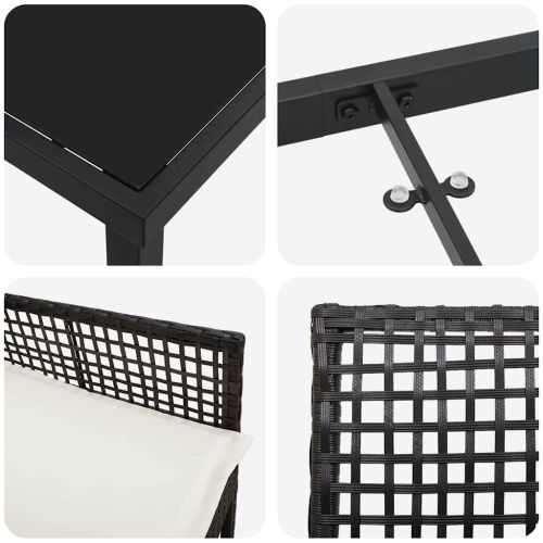 Комплект за хранене в градината 3 pcs Черно полиратан