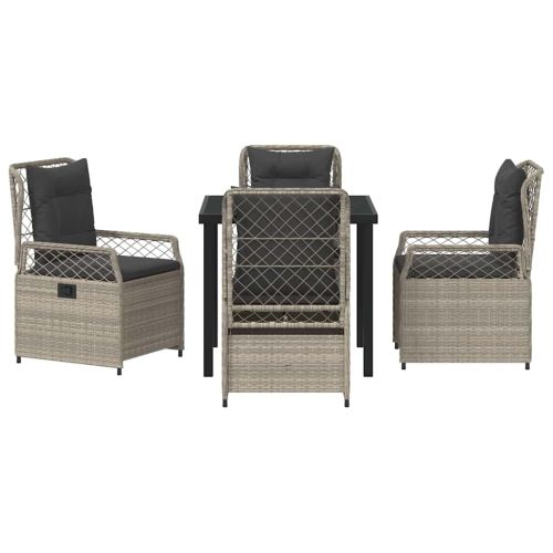 Комплект за хранене в градината 5 pcs Светлосиво полиратан