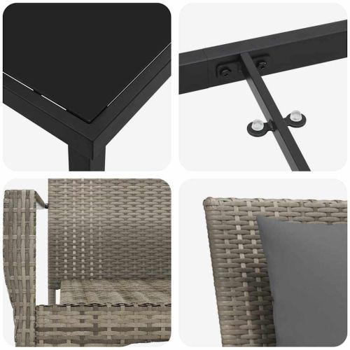 Комплект за хранене в градината 3 pcs Сив полиратан