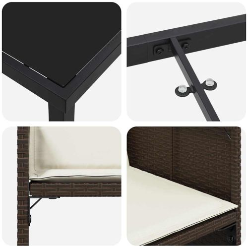 Комплект за хранене в градината 5 pcs Кафяво полиратан