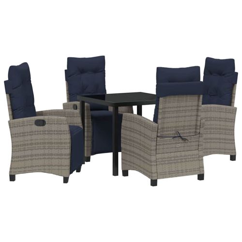 Комплект за хранене в градината 5 pcs Сив полиратан