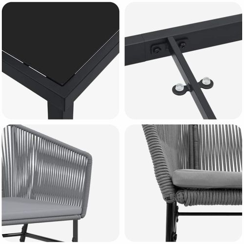 Комплект за хранене в градината с възглавница 5 pcs Сив