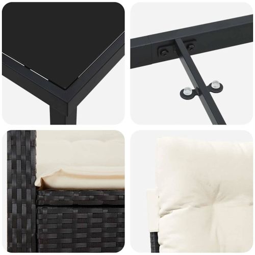 Комплект за хранене в градината 5 pcs Черно полиратан