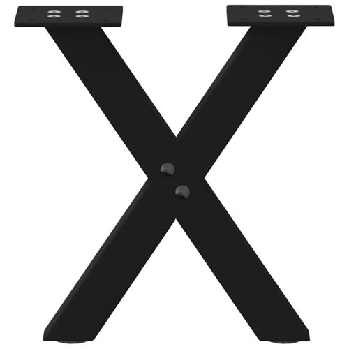 Крака за масичка за кафе, X-образни, 2 бр., черни, 30 x (30-31) см, стомана