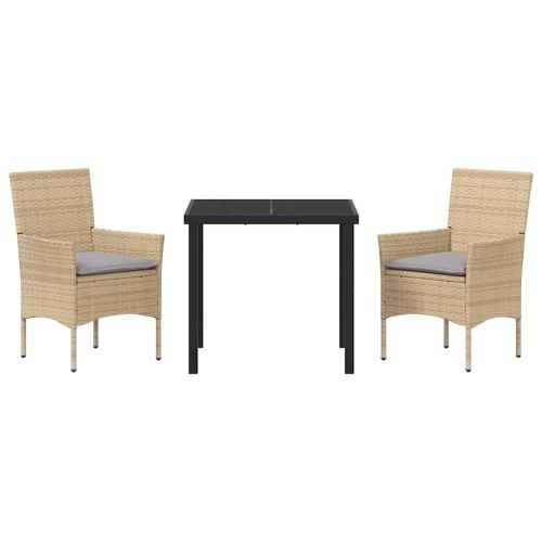 Комплект за хранене в градината 3 pcs Бежово полиратан