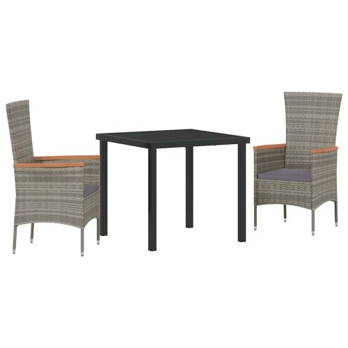 Комплект за хранене в градината с възглавница 3 pcs Сив