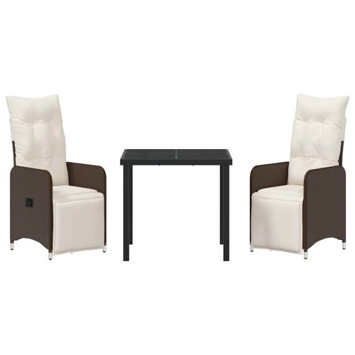 Комплект за хранене в градината 3 pcs Кафяво полиратан