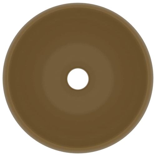 Луксозна кръгла мивка, матово кремава, 40x15 см, керамика