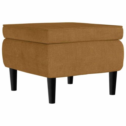 Фотьойл Wingback с табуретка, кафява, кадифе