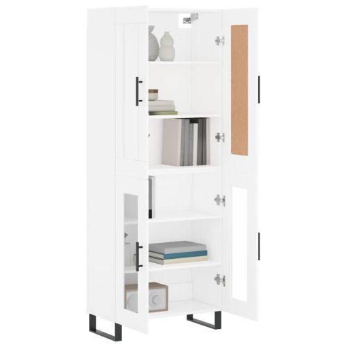 Висок шкаф, бял, 69,5x34x180 см, инженерно дърво