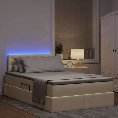 LED легло за съхранение с матрак Кремаво 120 x 190 cm Текстил