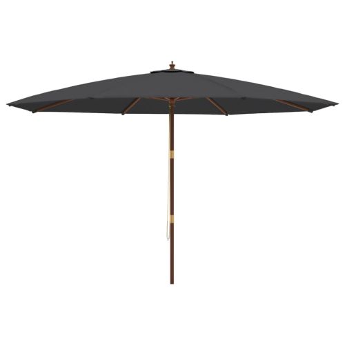 Градински чадър с дървен прът, черен, 400x273 см