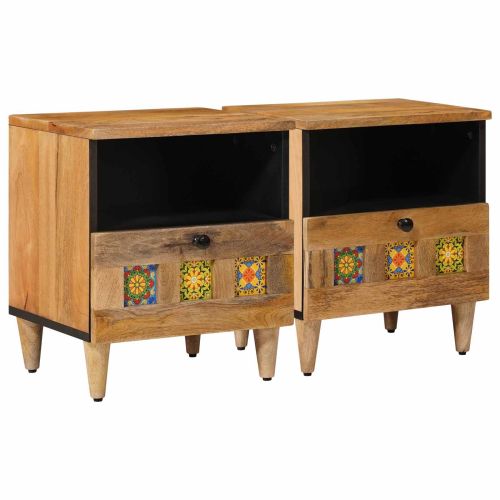 Нощен шкаф с чекмедже 2 pcs Естествен 40 x 33 x 46 см