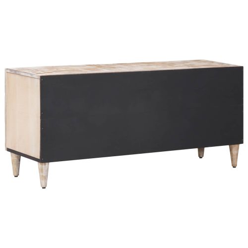 ТВ шкаф Бяло 105 x 33,5 x 46 см Солидно мангово дърво